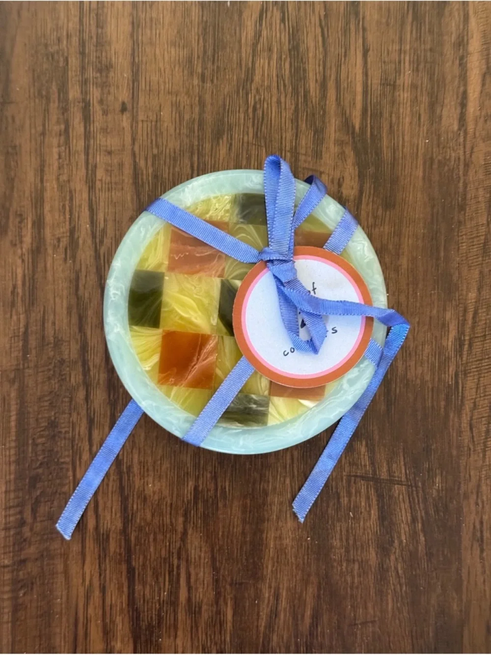 Anthropologie patterned Resin Coaster Set of two
